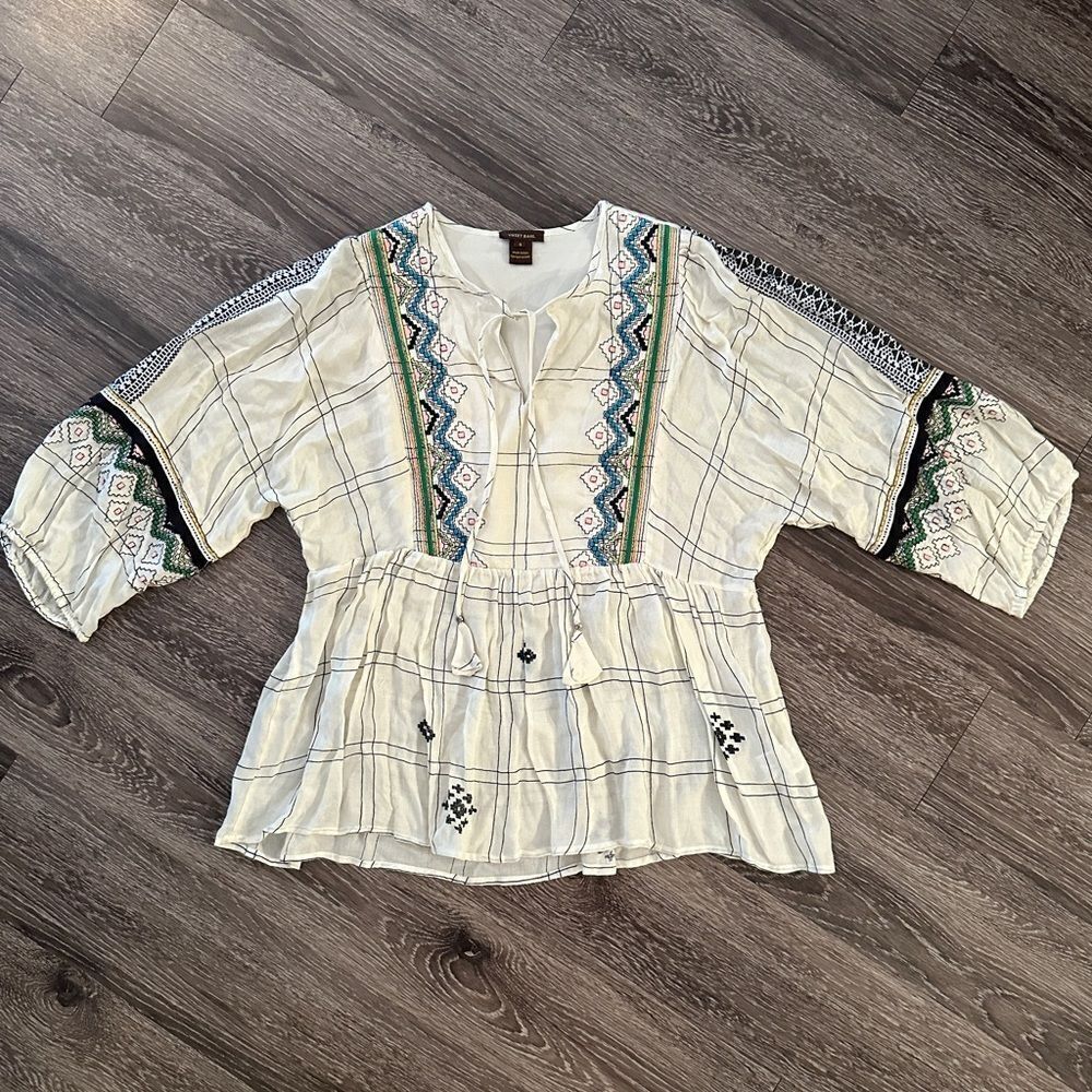 Vineet Bahl Brielle Embroidered Peasant Top